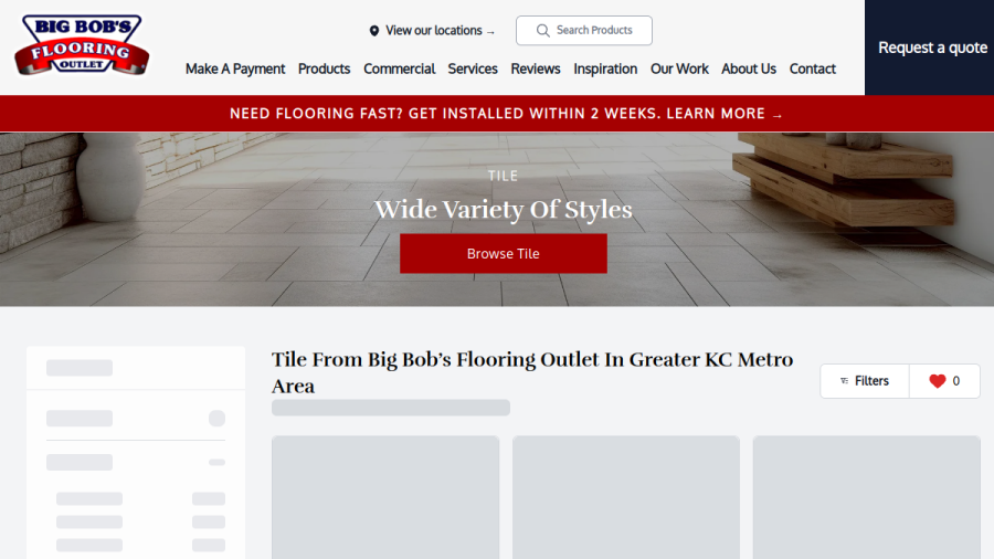 Screenshot of the Big Bob's Flooring Outlet website