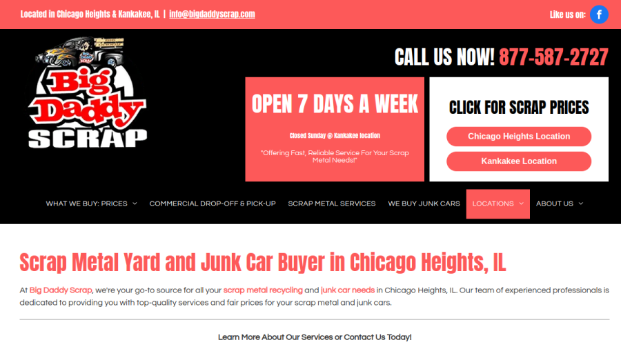 Screenshot of the Big Daddy Scrap website
