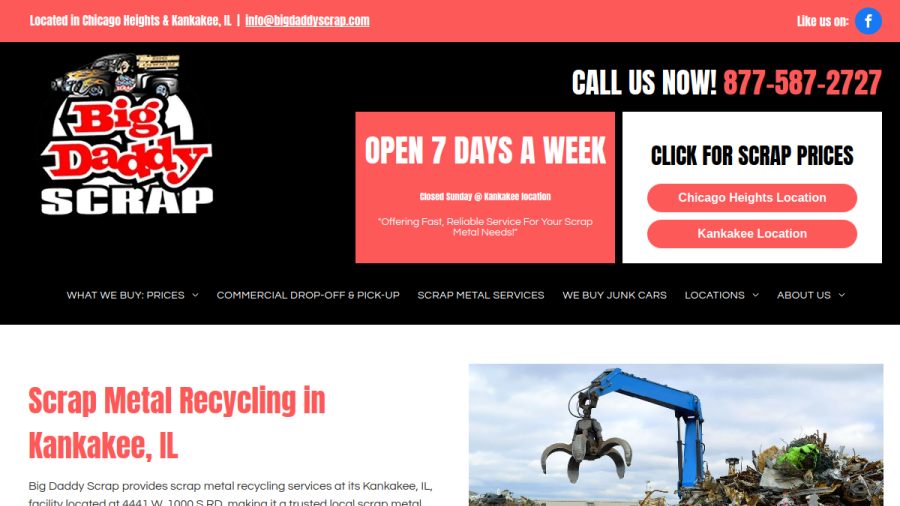 Screenshot of the Big Daddy Scrap website