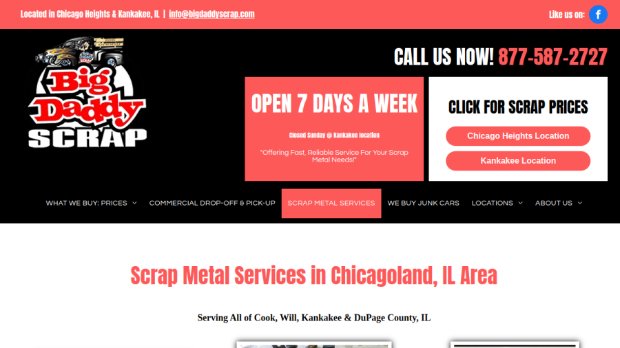 Screenshot of the Big Daddy Scrap website