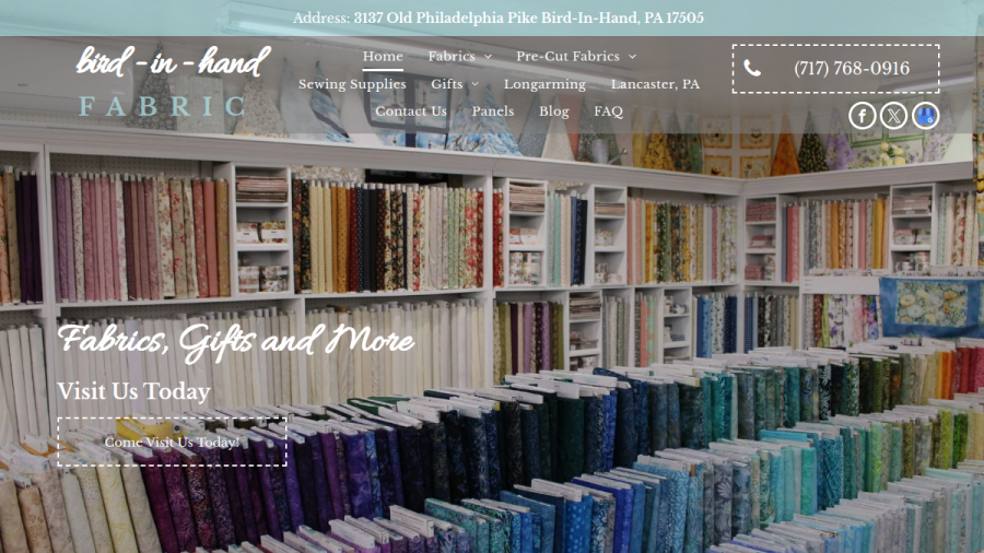 Bird-in-Hand Fabric website