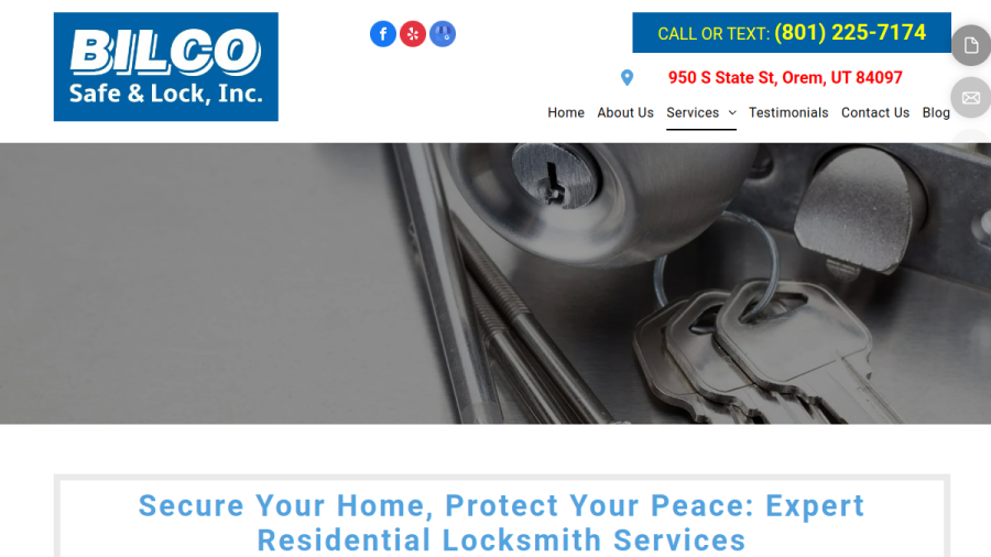 Screenshot of the Bilco Safe & Lock, Inc. website