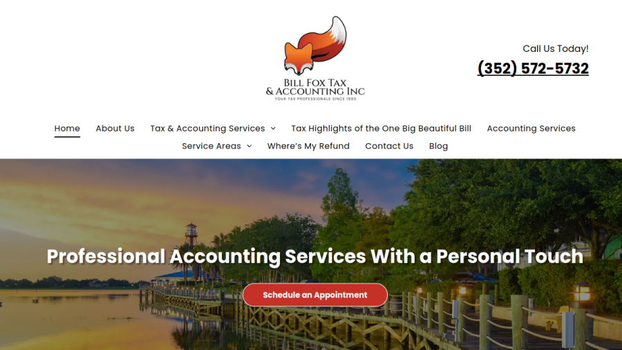 Screenshot of Bill Fox Tax & Accounting website
