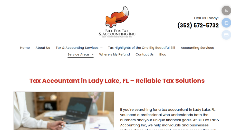 Screenshot of the Bill Fox Tax & Accounting website