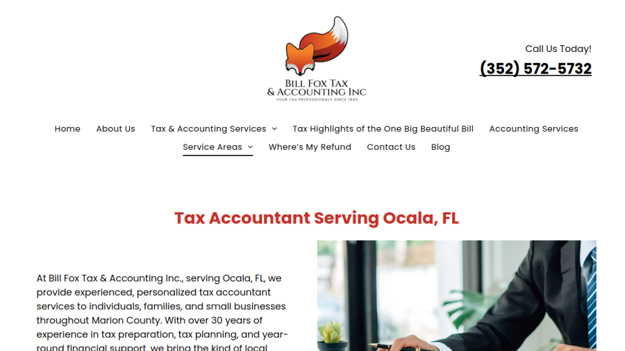 Screenshot of the Bill Fox Tax & Accounting website