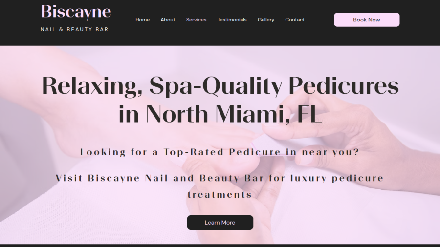 Screenshot of the Biscayne Nail & Beauty Bar website
