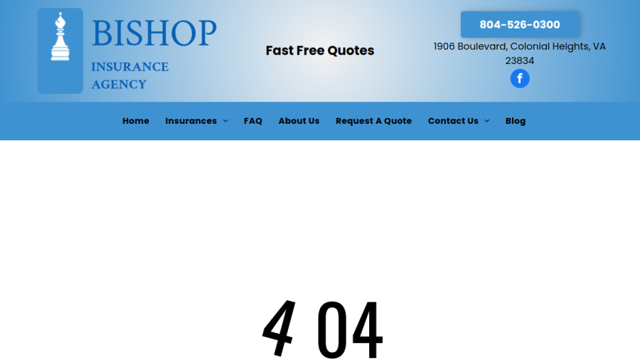 Screenshot of the Bishop Insurance Agency website