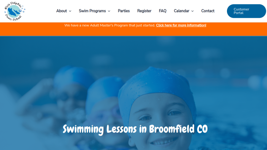 Blue Dolphin Swim School website