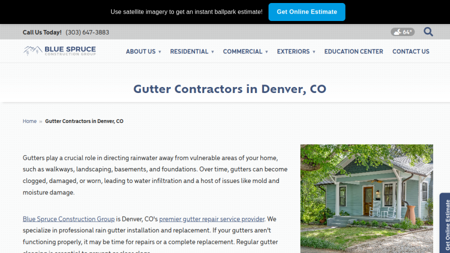 Screenshot of Blue Spruce Construction Group website