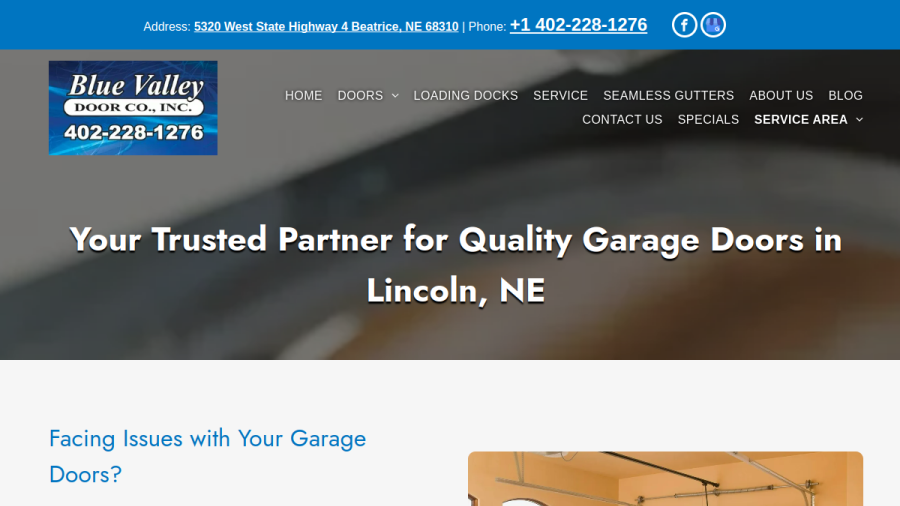 Blue Valley Door website