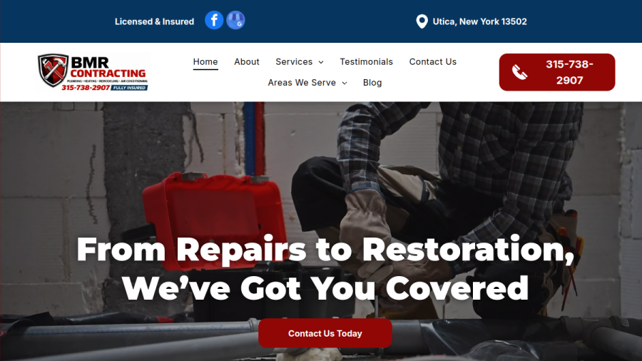 Screenshot of the BMR Contracting website