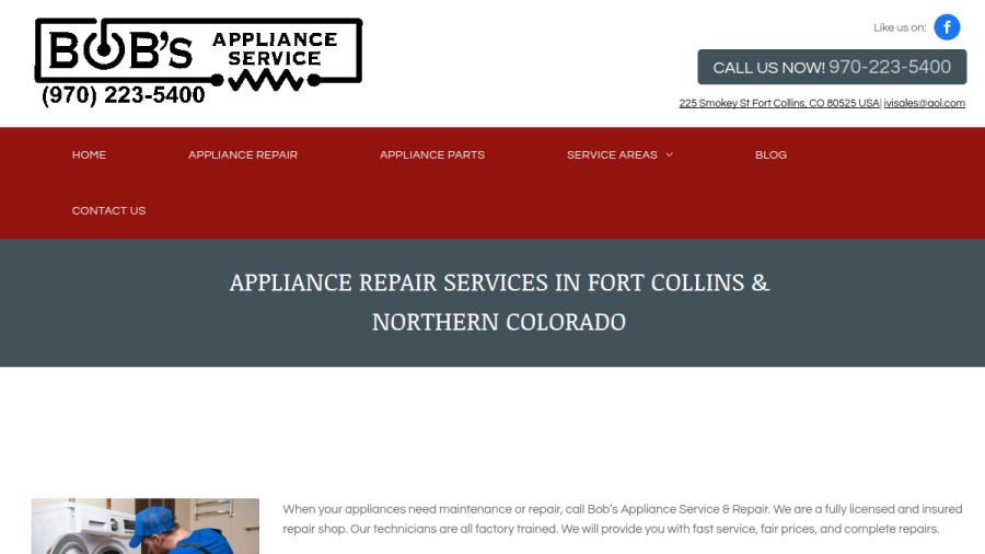 Bob's Appliance Service website