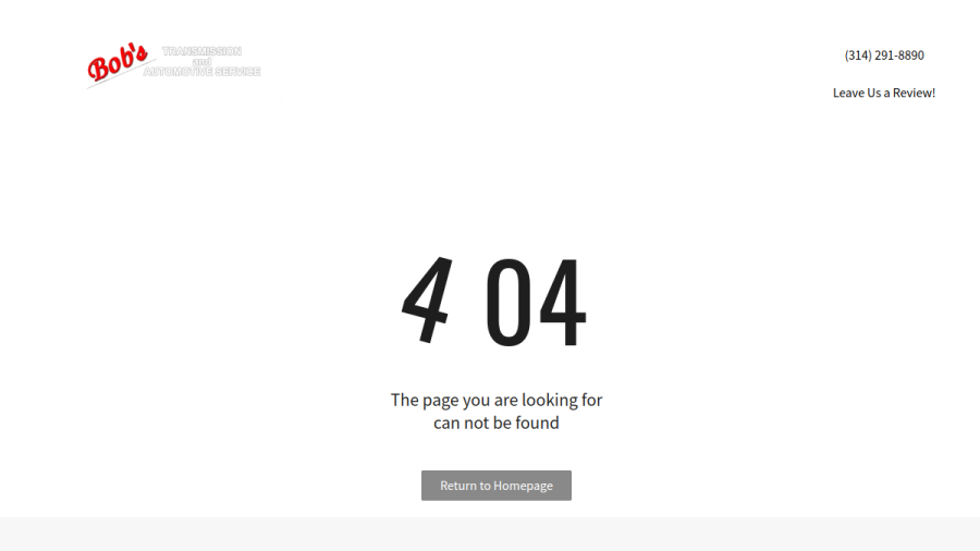 Screenshot of the Bob's Transmission & Automotive Service website