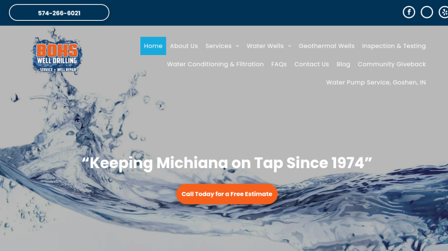 Screenshot of the Bohs Well Drilling Inc website