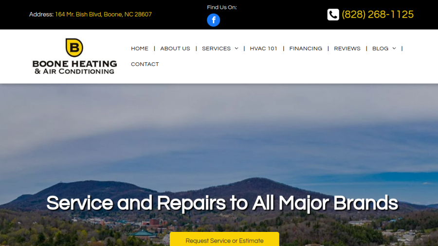 Boone Heating & Air Conditioning Inc. website