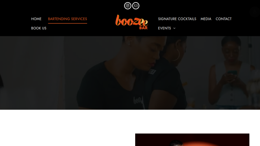 Screenshot of the Boozee Bar website