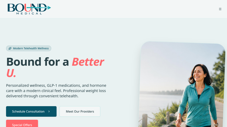 Screenshot of Bound Medical Group website