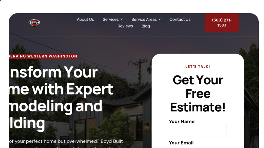 Screenshot of Boyd Built, LLC website