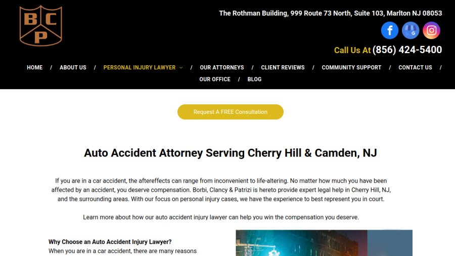 Screenshot of the Borbi, Clancy & Patrizi, LLC website