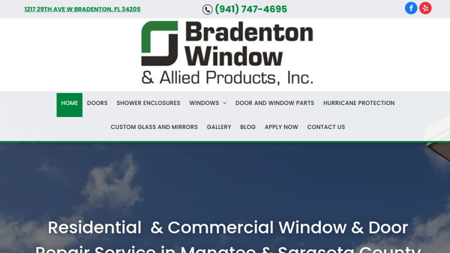 Screenshot of Bradenton Window & Allied Products website