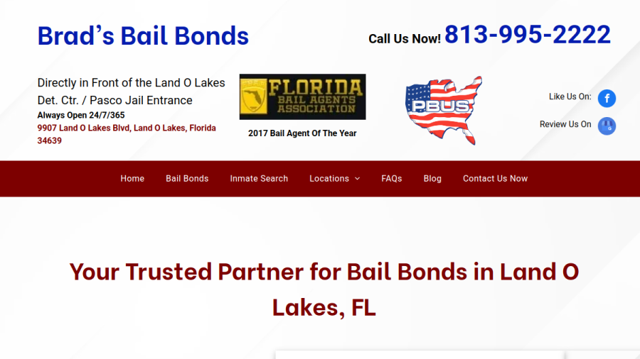 Brad's Bail Bonds website screenshot