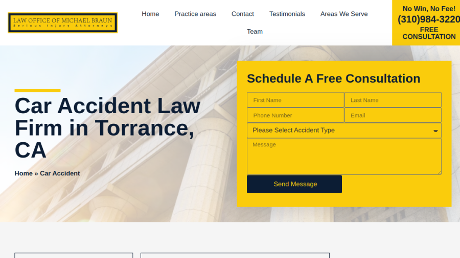 Screenshot of the The Law Office of Michael S Braun website