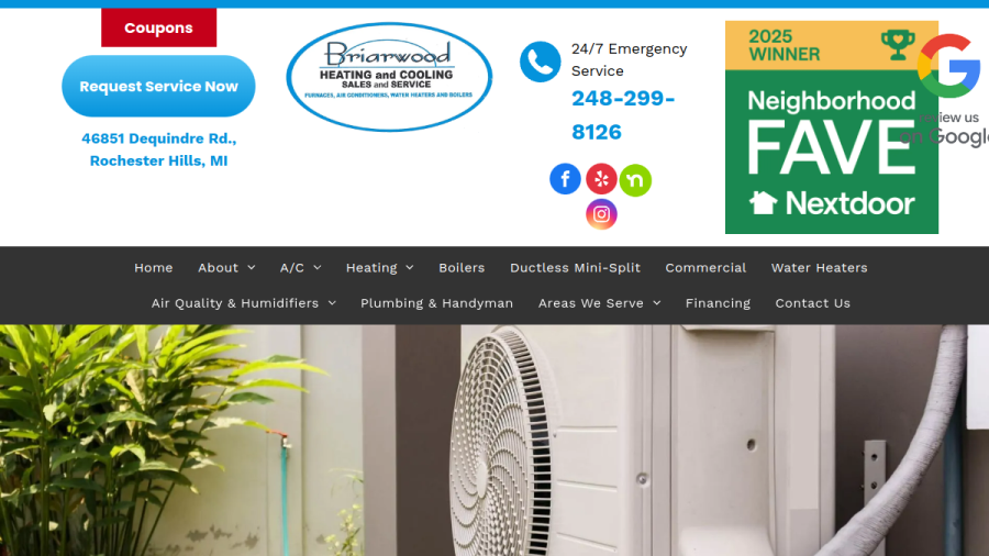 Briarwood Heating & Cooling website