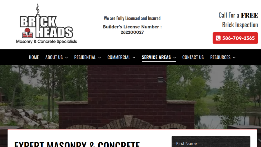Brickheads Masonry & Concrete Specialists LLC website