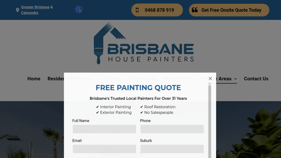 Screenshot of Brisbane House Painters website