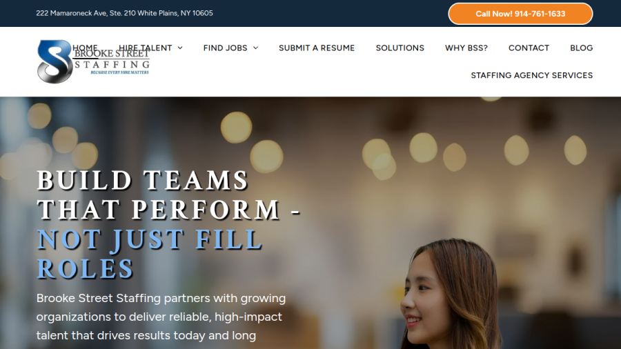 Screenshot of the Brooke Street Staffing website