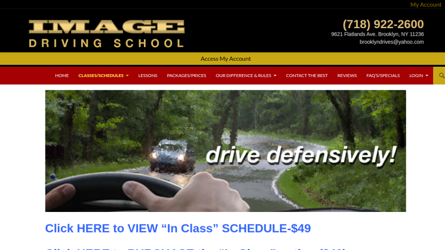 Screenshot of the Image Driving School website