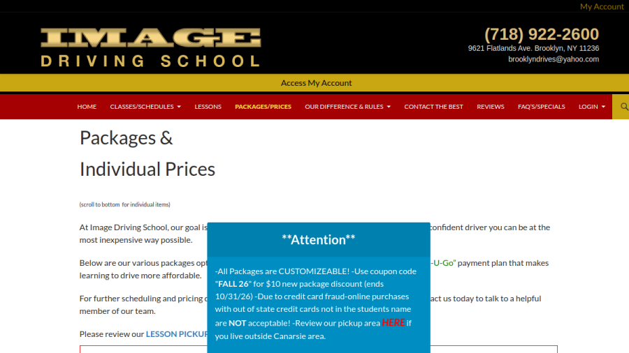 Image Driving School website