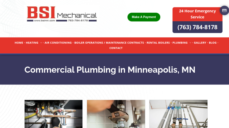 Screenshot of the Boiler Services, Inc. website