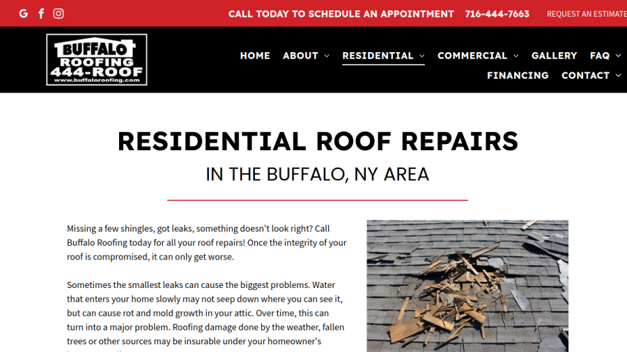 Buffalo Roofing website