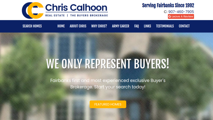 Screenshot of the Chris Calhoon Real Estate website
