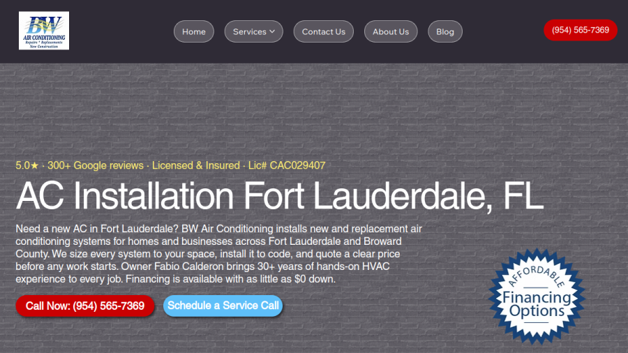 BW Air Conditioning website