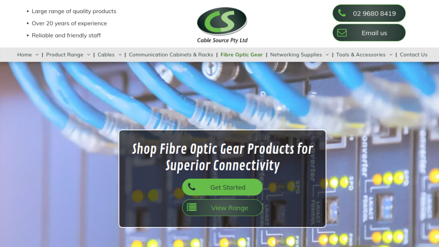 Screenshot of the Cable Source Pty Ltd website