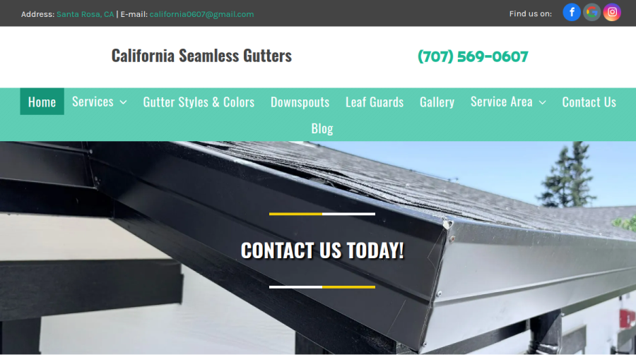 California Seamless Gutters website