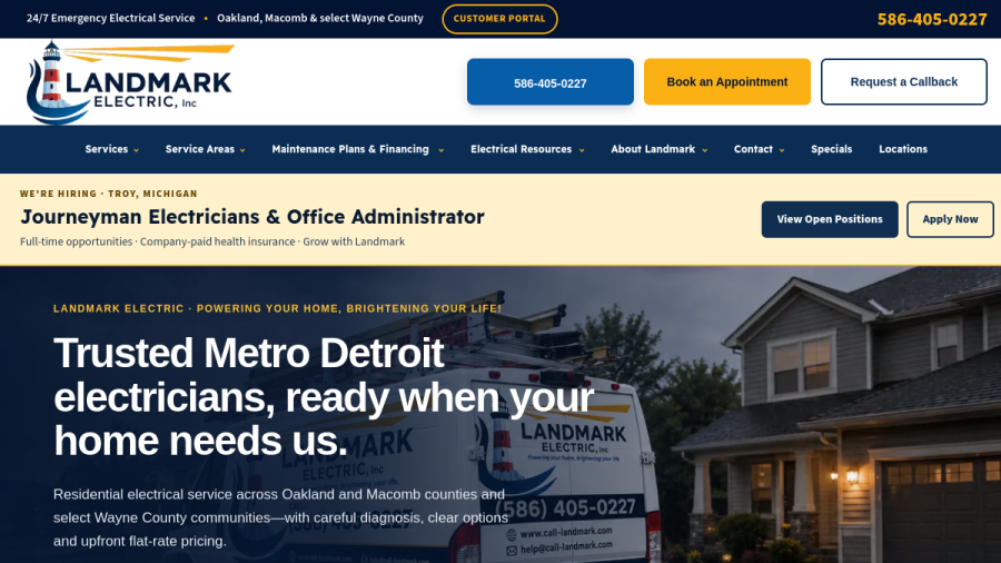 Landmark Electric website screenshot