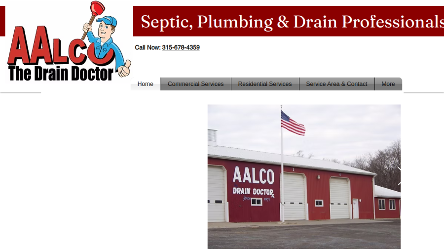 Screenshot of the AALCO Septic & Sewer Inc - The Drain Doctor website