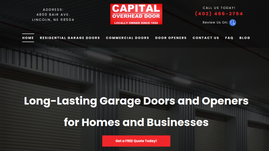 Screenshot of the Capital Overhead Door website