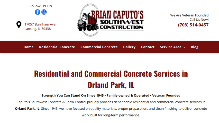 Caputo's Southwest Concrete & Snow Control website