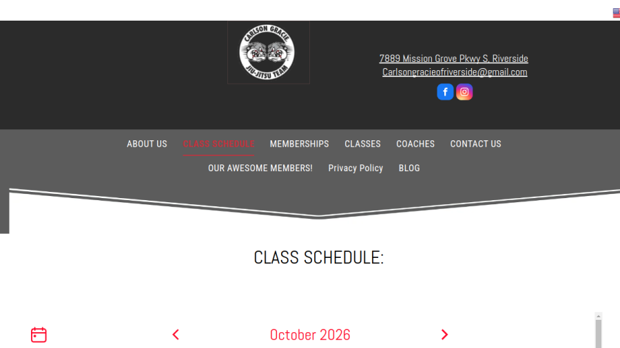 Screenshot of the Carlson Gracie Jiu-Jitsu Team website