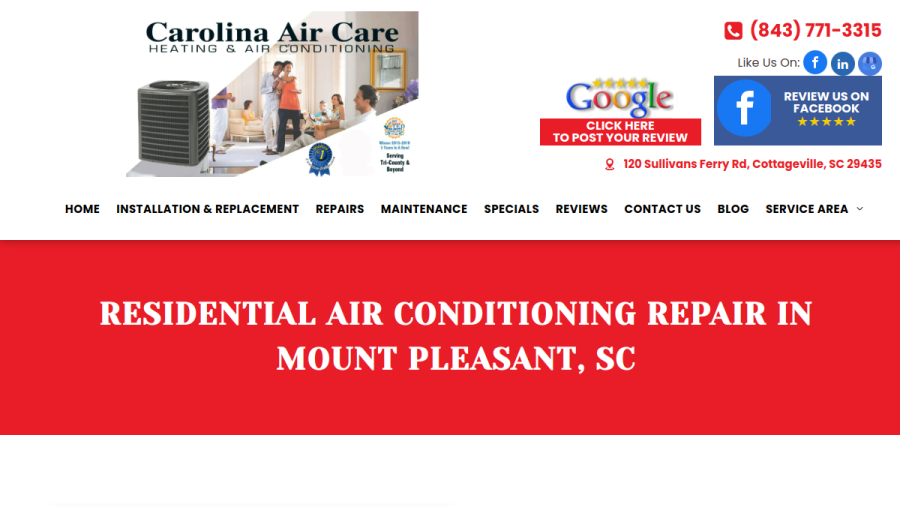 Carolina Air Care website