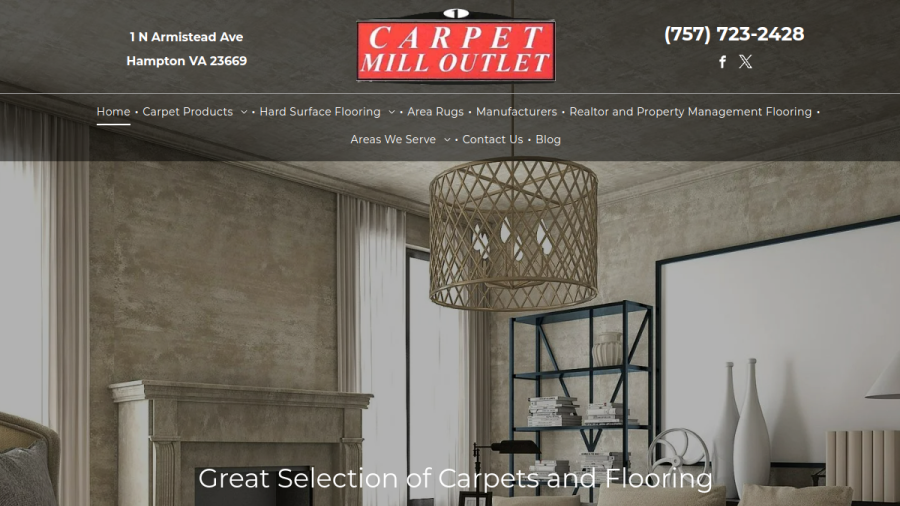 Screenshot of Carpet Mill Outlet website