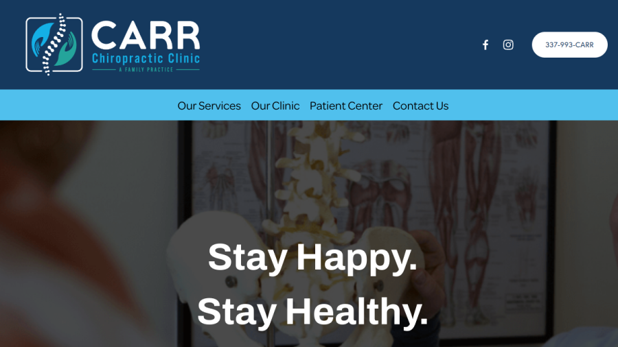 Website screenshot of Carr Chiropractic Clinic