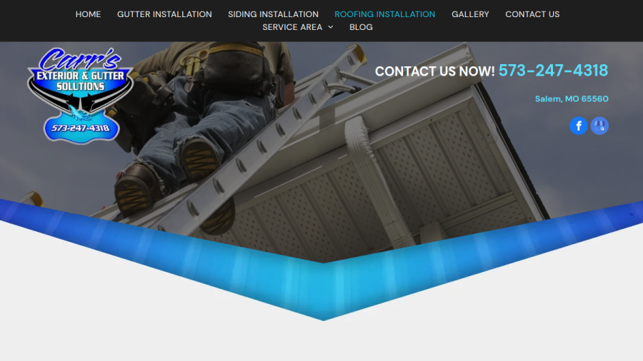 Screenshot of Carr's Exterior & Gutter Solutions website