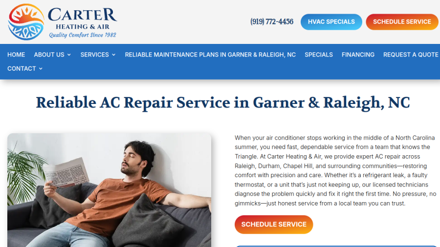 Carter Heating & Air website