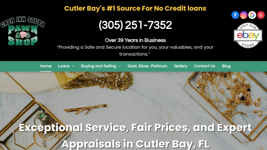 Screenshot of Cash Inn South Jewelry & Pawn website