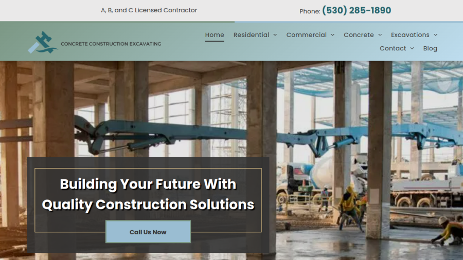 Concrete Construction Excavating website